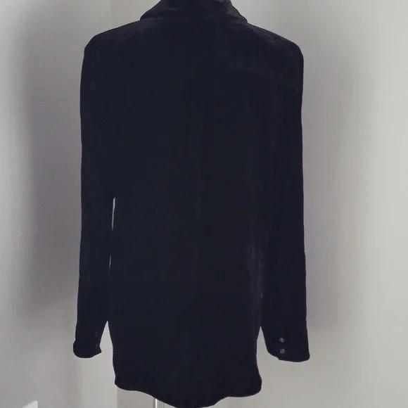 Talbots Black Velvet Button Front Shirt Sz L - Picture 5 of 10